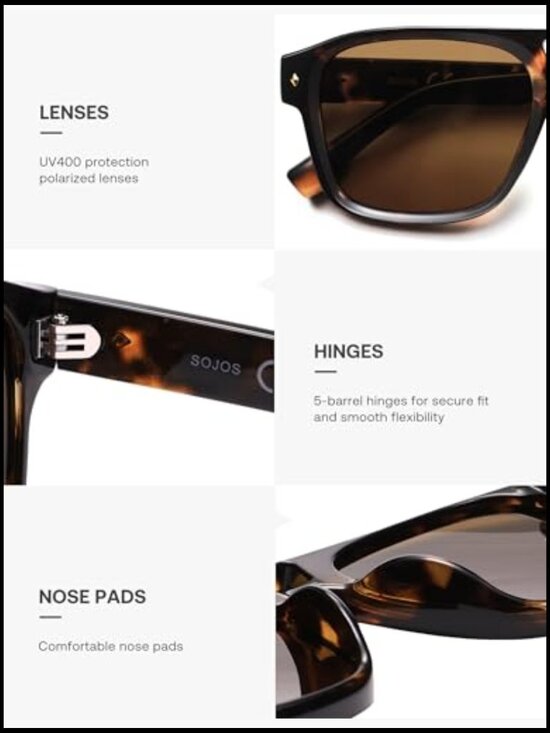 Retro Square Polarized Aviator Sunglasses with UV400 TAC Lenses main image 6